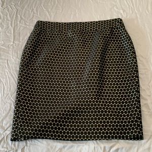 Ann Taylor Factory Black/Metallic Gold Pencil Skirt
